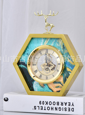 极速欧式钟表摆件座钟客厅台式复古台钟时钟美式电V视柜摆钟桌面