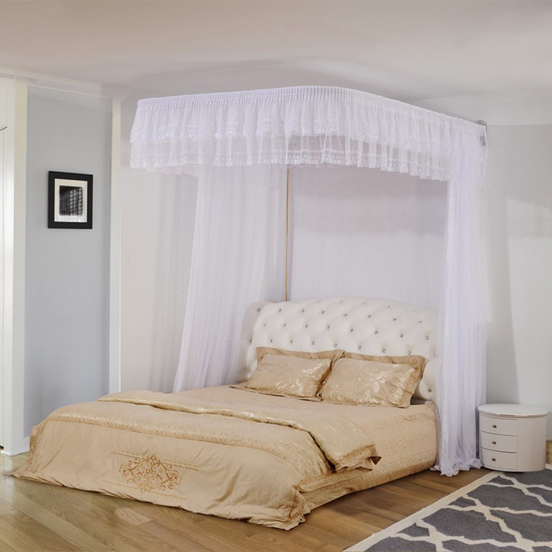 极速U型导轨挂墙蚊帐单双人家用打墙拉I绳轨道落地支架不打墙拉幕