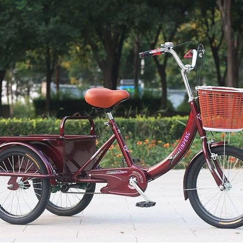 极速。老人代步三k轮车脚踩脚踏脚蹬小型人力老年人拉货自行车三