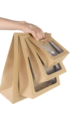 极速2pacs Kraft Paper Transparent Window Boxes Gift Packagin