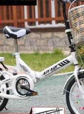 极速自行车女成年带人女生后x备R箱脚踏车大人折叠蓝色脚踩折叠式