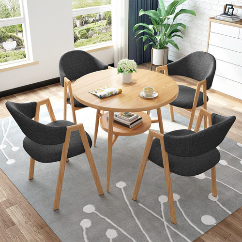 极速厂促谈判休息区休闲接待洽谈桌椅组合家用餐桌小X户型原木圆