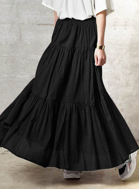 极速Autumnf Summer Long Skirts Vintage Womens Ruffles Skirt
