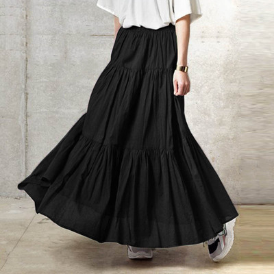 极速Autumnf Summer Long Skirts Vintage Womens Ruffles Skirt