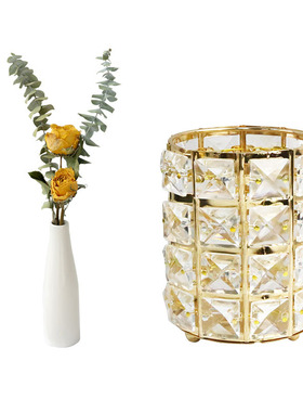 极速北欧风桌面摆l件化妆刷桶收纳桶笔筒水晶铁艺样板房装饰摆设