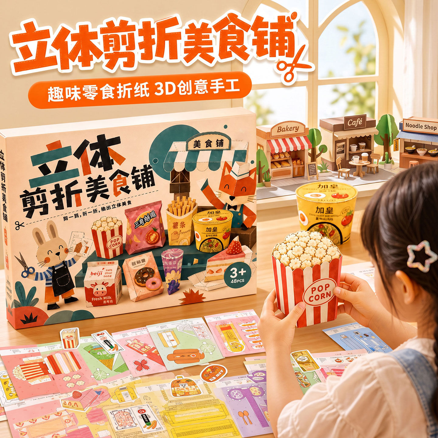 3d立体剪纸儿童手工书diy女孩零食屋玩具趣味折纸美食铺6岁小学生图片