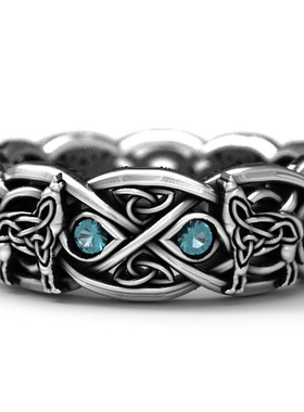 极速Huitan Viking Nordic Mythology FGiant Wolf Men Ring Defe