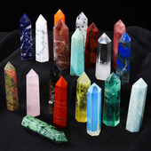 新品 天然水晶原石单尖柱子摆v件白黄绿萤石六棱水晶柱家居客厅装