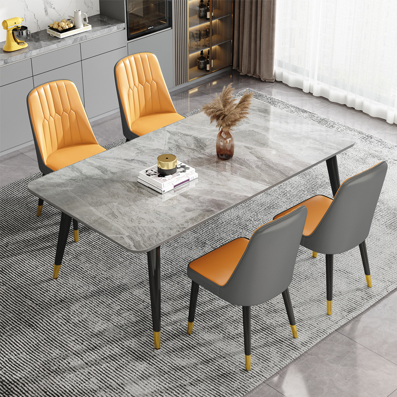 极速岩板餐桌家用轻奢现代简约小户型G饭桌客厅长方形大理石餐桌