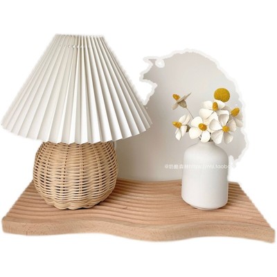 极速ins风藤编百褶台灯复古vintage灯卧室床头民宿书Y桌温馨北欧