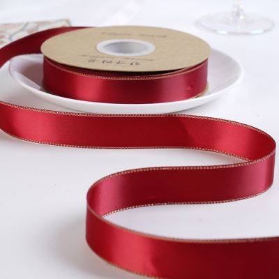极速玫瑰金边聚酯纤维带丝带缎带蛋糕花店装饰蝴T蝶结情人节礼品