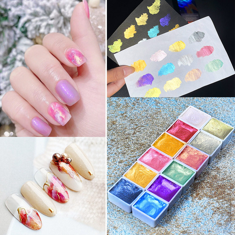 极速2021跨境新款美甲水彩固体A珠光颜料网红日式金粉晕染彩绘专,彩妆/香水/美妆工具,美甲工具,淘宝优惠券,粉丝福利购,淘宝优惠卷