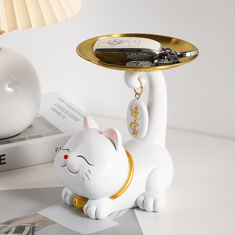 极速可爱招财猫钥匙收纳装饰品摆件入F户进门家居客厅玄关乔迁新