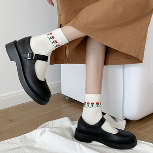 极速Rimocy Fashion Buckle Bwow Platform Mary Jane Shoes for