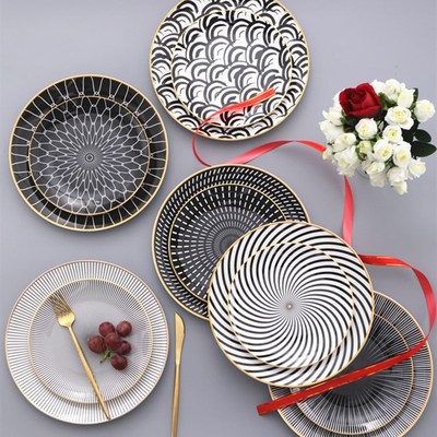极速Tablewareh Geometric Patterns Tableware 6/8/10 Inch Cera