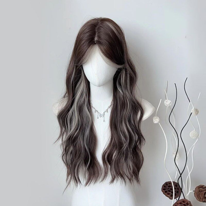 极速【美高ABC】假发q女长发夏季新款美式亚裔风灰金挑染长卷发全