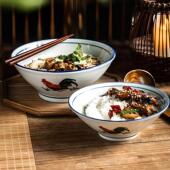 面碗家用老式 覆古怀旧碗公鸡碗斗笠大碗装 泡面 扣肉碗陶瓷吃饭碗