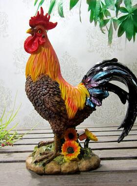 树脂工艺品彷真动物12生肖大公鸡母鸡摆件客厅酒柜吉祥物家居饰品