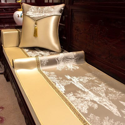 中式红木坐垫套罩家用沙发巾盖布防滑靠背巾轻奢实木家具座垫定制