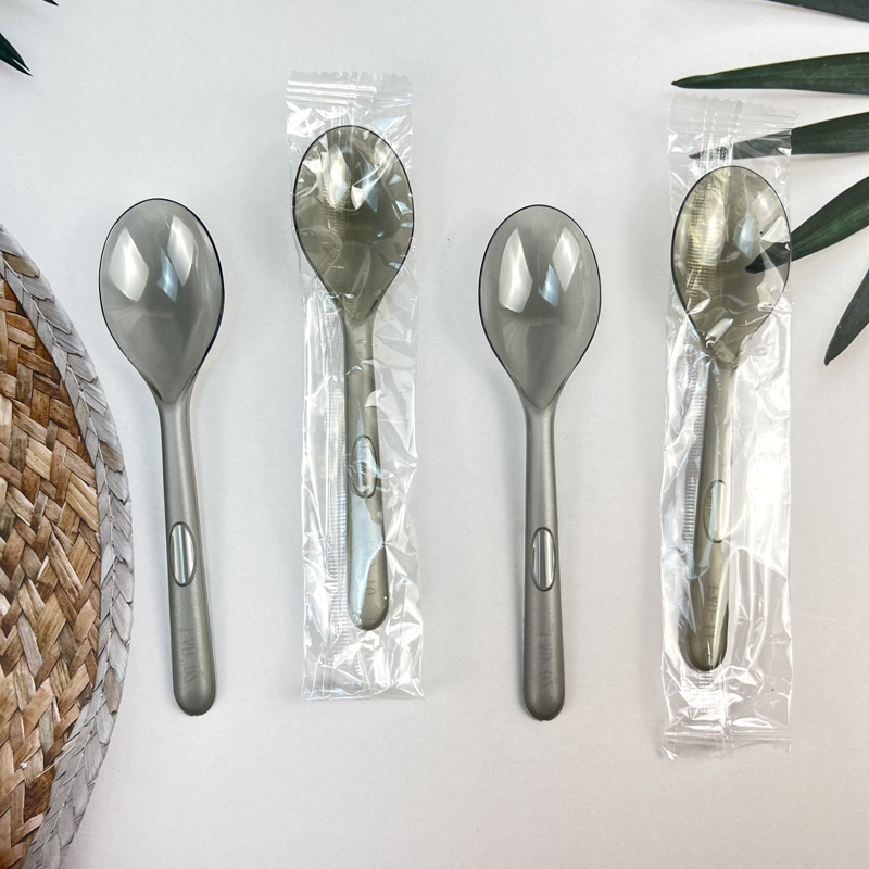 独立勺子一次性加厚高n档外卖汤勺甜品勺塑料餐饮汤匙商用14cm小