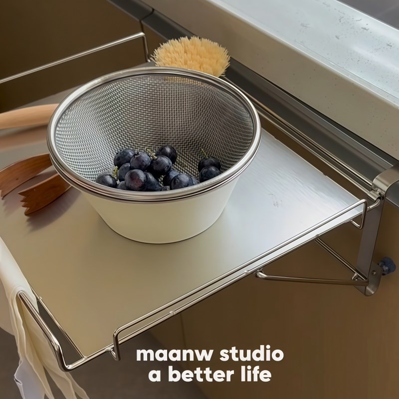 不锈钢可折叠厨房台面置物架悬挂橱柜门桌板O延展收纳隔板辅助台