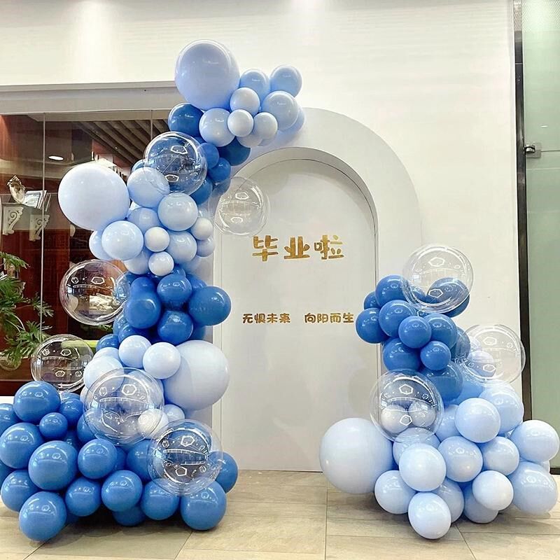 蓝色气球链拱门商场门店开业幼儿园学校活动年会跨年汽球布置装饰