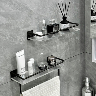 速发化妆室置分架压克力浴隔墙面免打孔物层室板收纳层架厕所壁挂