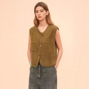 速发鹿皮绒马甲202新春洋4韩版秋气时尚坎肩背心小个子爆款上衣外