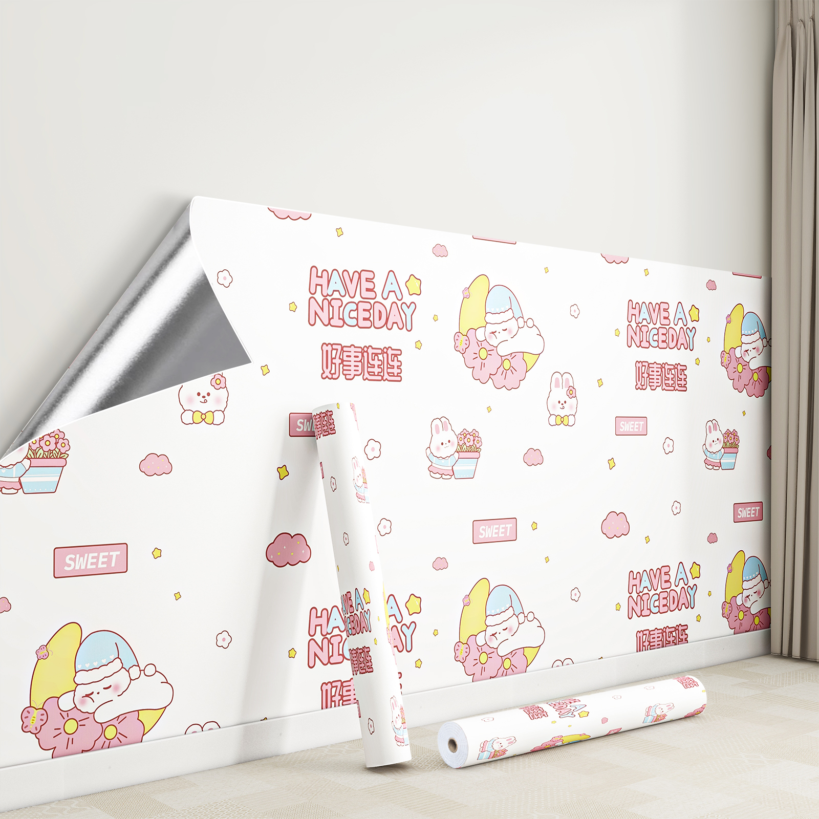 速发加厚自贴墙纸自粘防水防贴强粘墙潮房室房间卧墙面遮丑壁纸