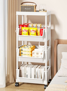 速发可移动小推车置物架零地卧室多层儿童落食纳收架客厅储物小书