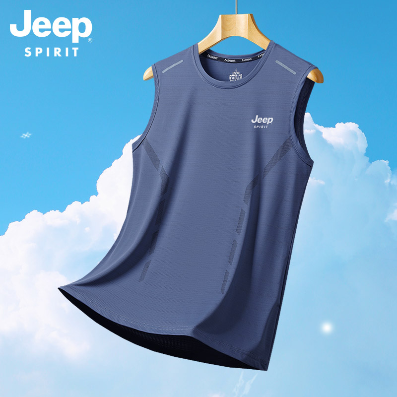 吉普JEEP冰丝背心男士无袖T恤