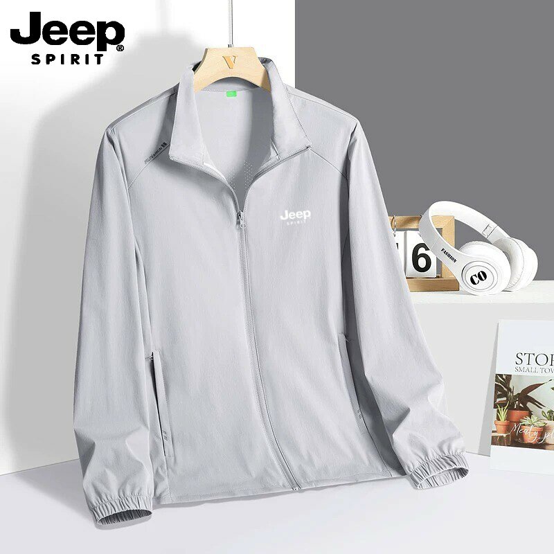 吉普JEEP夏季薄款外套冰丝速干防晒衣服男士皮肤衣爸爸单层夹克