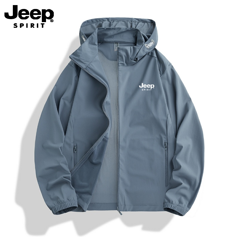 JEEP吉普凉爽透气夏季宽松轻薄款透气连帽休闲防晒服纯色透气排汗