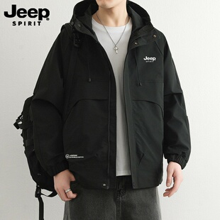 吉普jeep夹克男新款春秋季夹克潮流男士大码外套春秋季时尚风立领
