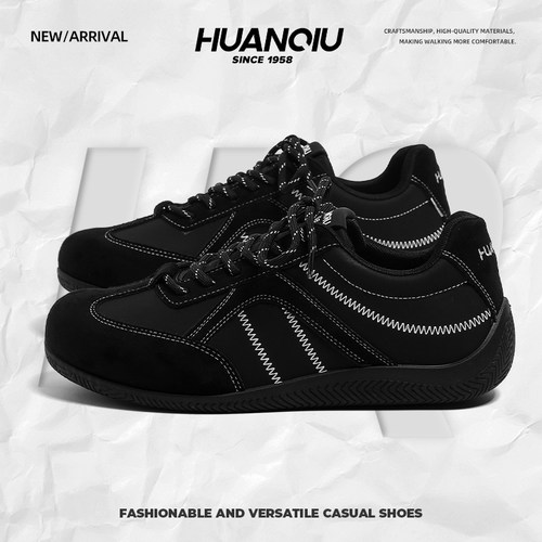 环球黑色厚底德训鞋男款