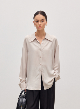 JESTOMS | 智雅素感 轻奢高级感醋酸衬衫女绸缎光泽感长袖上衣