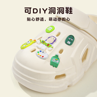 极速巴斯光年洞洞鞋 女夏季 外穿2023新款 厚底踩屎感V沙滩包头拖鞋