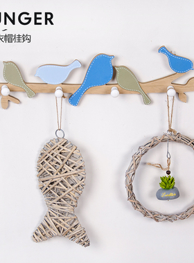 新品创意北欧小鸟挂衣架玄关门后墙面装饰挂钩免打孔钥.匙架装饰