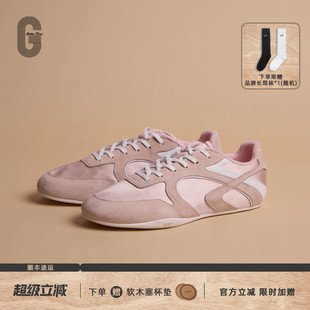 麂皮粉色运动百搭休闲鞋 GLITTER 新款 女春季 FOCUS复古薄底德训鞋
