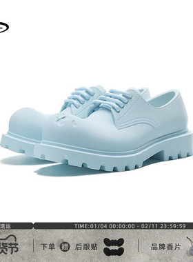 GLITTER FOCUS原创小众圆头厚底增高雾霾蓝大头未来德比鞋