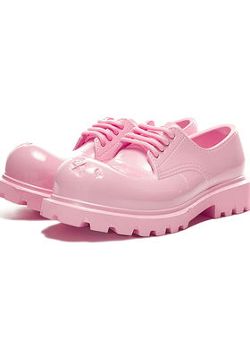 华晨宇同款GLITTER FOCUS原创圆头厚底增高樱花粉大头未来德比鞋