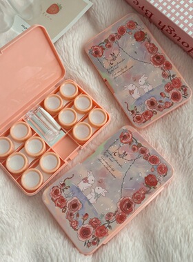 处理新款优质带镜子隐形眼手工子伴侣护理盒美瞳盒as978六付装