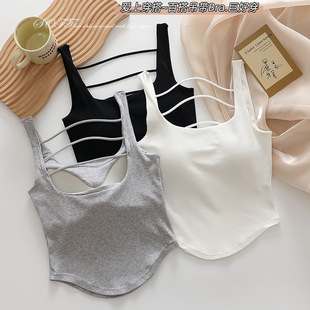 爆款 U美背吊带背心女固定一体胸垫收腰显瘦外穿内搭小上衣 质量版