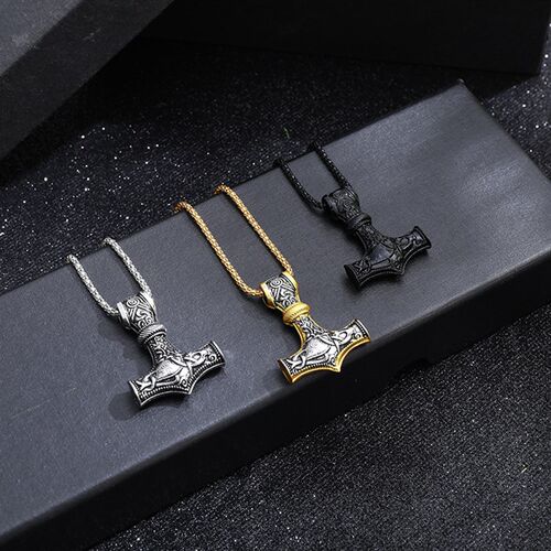 极速Vikingf Necklace Viking Amulet Goat Thor Hammer Pendant