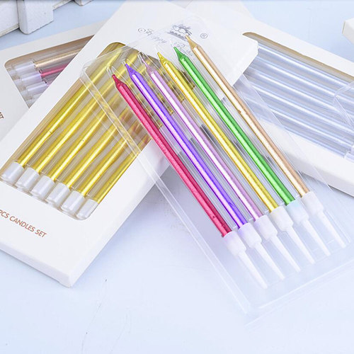 新品1Set Long iThin Cake Candles Metallic Birthday Candles L