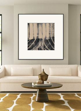 极速诧寂赤贫风黑灰色抽象线条装饰画长辈房壁画卡U纸有机玻璃立