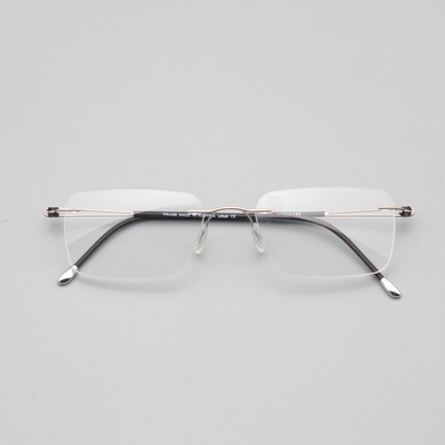 无螺丝眼镜超轻无框纯钛可配近视变色防蓝光斯文眼镜商务休闲5515