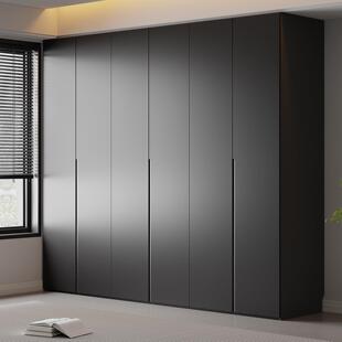 全实木衣柜家用卧室一门到顶意式极简灰色衣橱储物柜子可定制尺寸