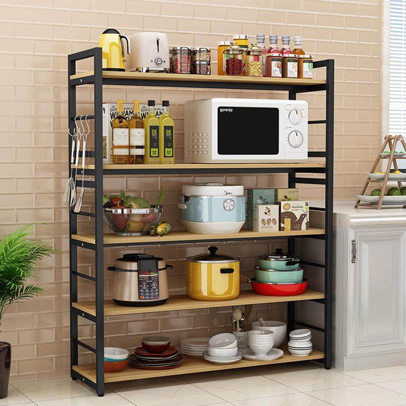 新款厨房置物架可调节落地多层微波炉烤箱碗碟收纳层架家用储物货