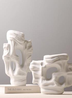 现代简约创意陶瓷珊瑚石摆件样板间书房假山摆件古代搁板摆件